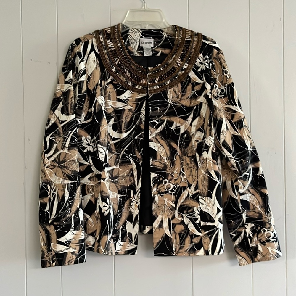 Jacket, chico’s, Beaded collar